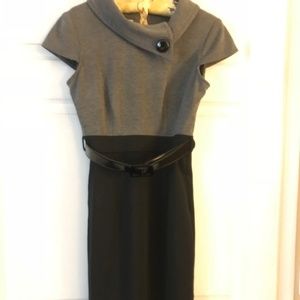 Black & Grey Belted Dress